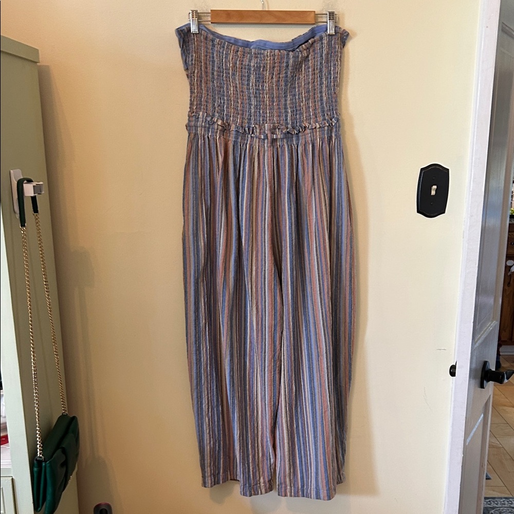 Free People Roaming Shores Striped Strapless Jumpsuit Size L - Picture 6 of 14